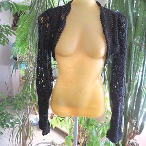 Black crochet shrug sweater